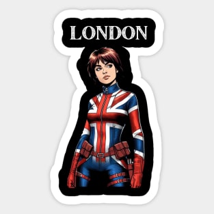 London England Female Comic Book Superhero Sticker